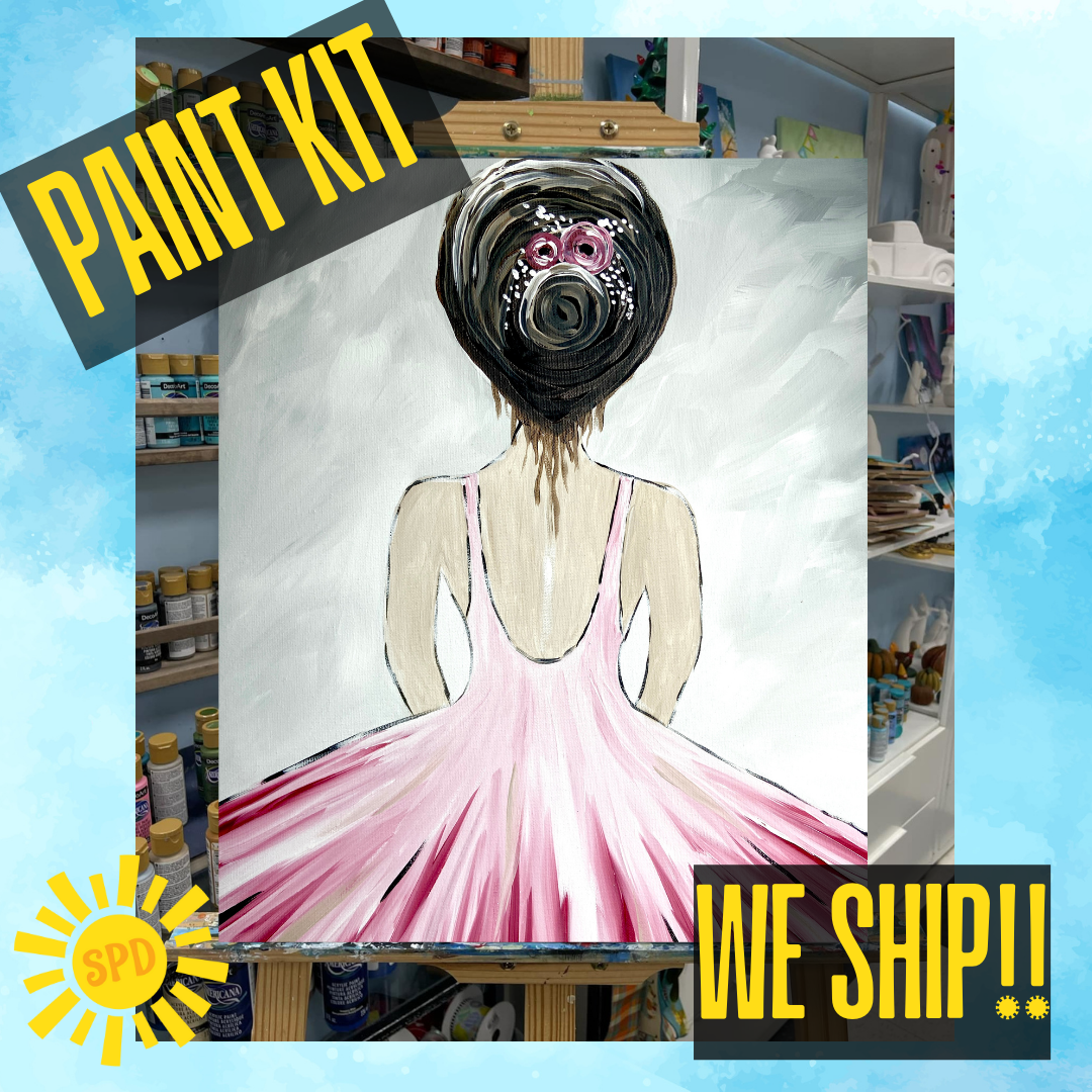 Ballerina Paint Kit – Pre-Drawn Canvas | DIY Paint Kit for All Ages | Easy At-Home Activity | Art Gift