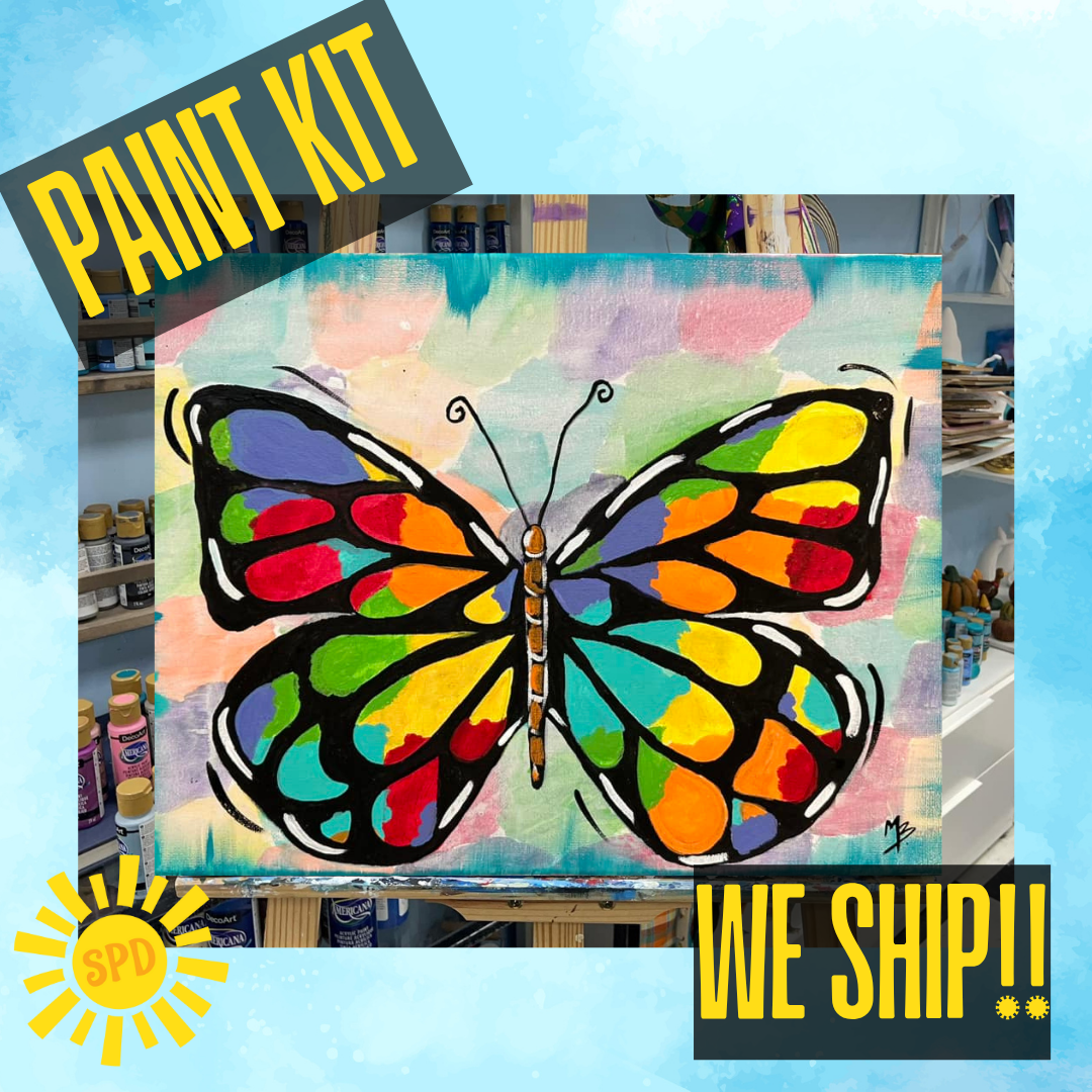 Butterfly Paint Kit – Pre-Drawn Canvas | DIY Paint Kit for All Ages | Easy At-Home Activity | Art Gift