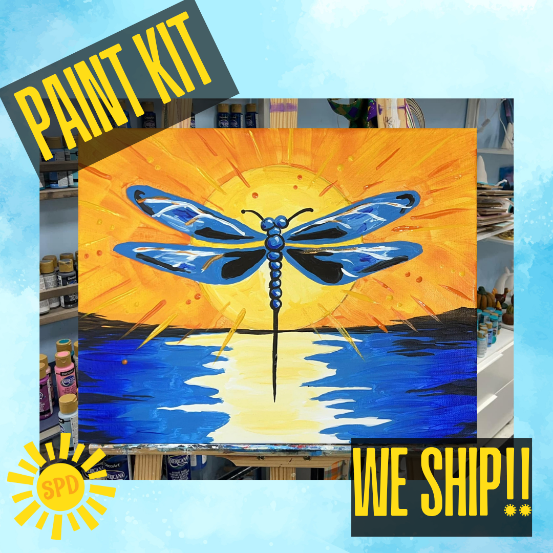 Dragonfly Paint Kit – Pre-Drawn Canvas | DIY Paint Kit for All Ages | Easy At-Home Activity | Art Gift
