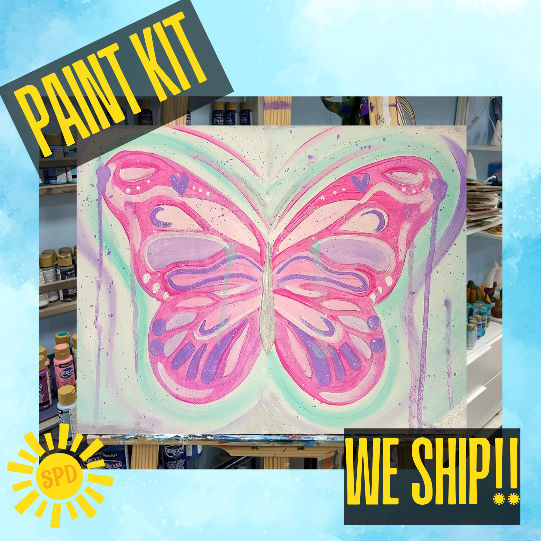 Drip Butterfly Paint Kit – Pre-Drawn Canvas | DIY Paint Kit for All Ages | Easy At-Home Activity | Art Gift