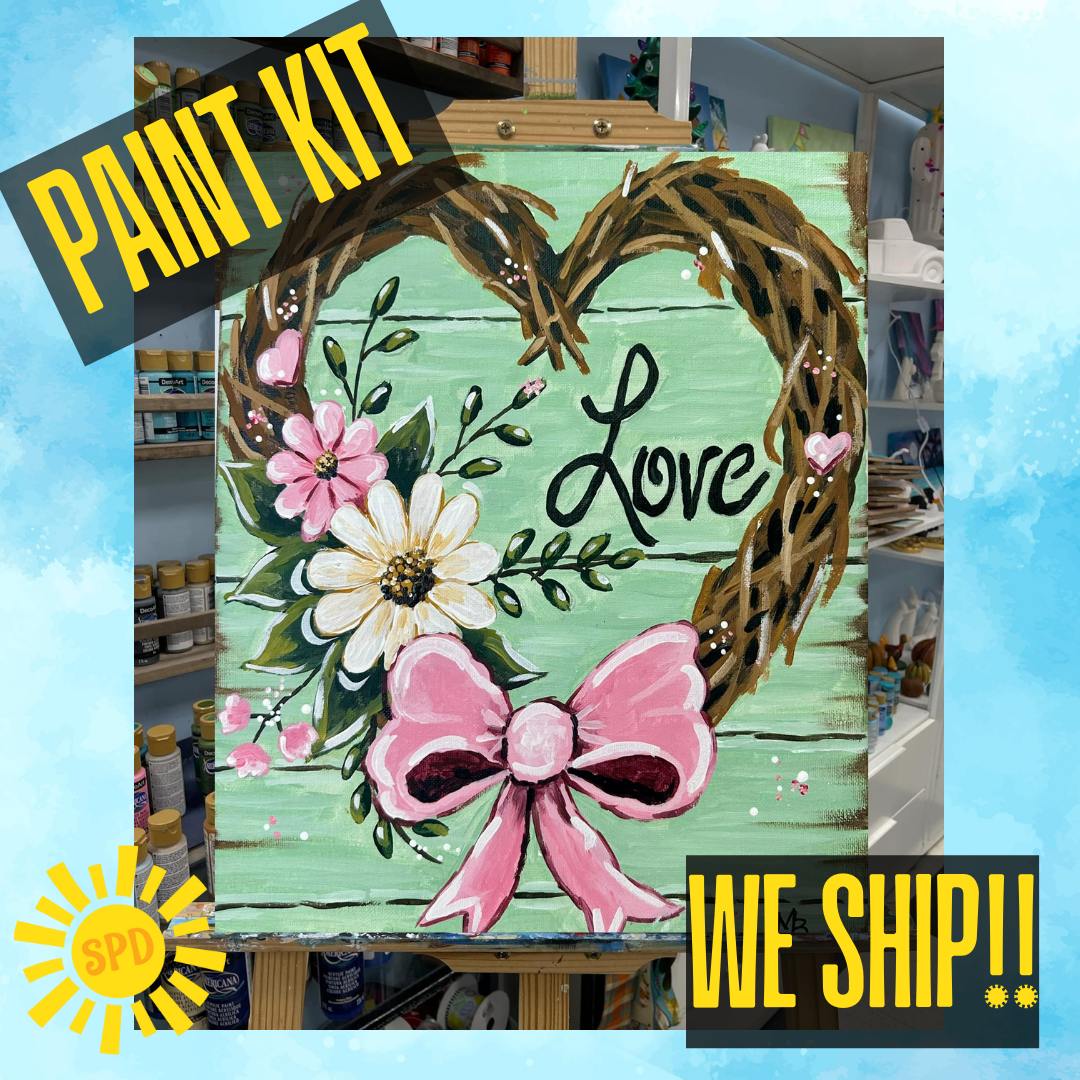 Twig Heart Paint Kit – Pre-Drawn Canvas | DIY Paint Kit for All Ages | Easy At-Home Activity | Art Gift