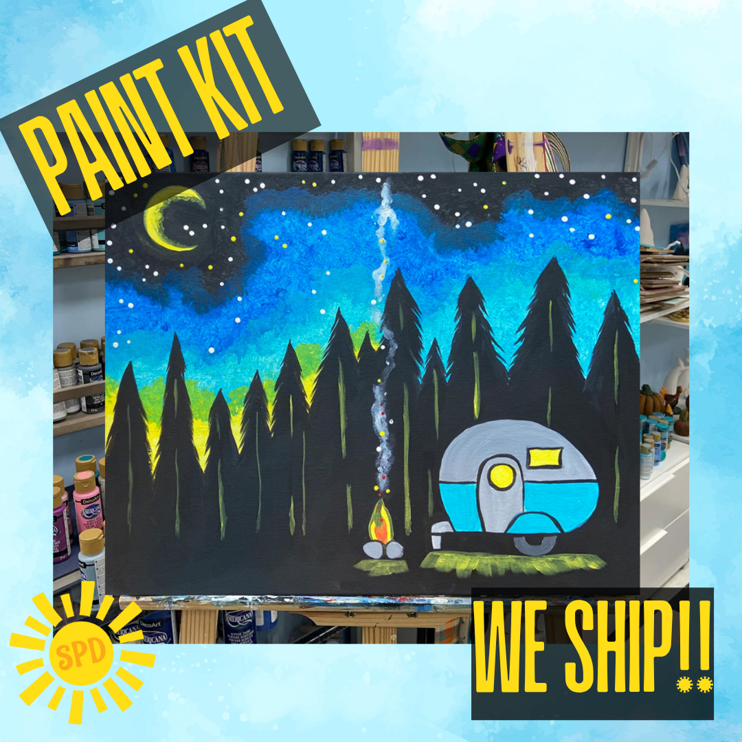 Under the Stars Paint Kit – DIY Art Set All Ages, Traced Canvas, Brushes & Instructions, Quality Craft Project Gift