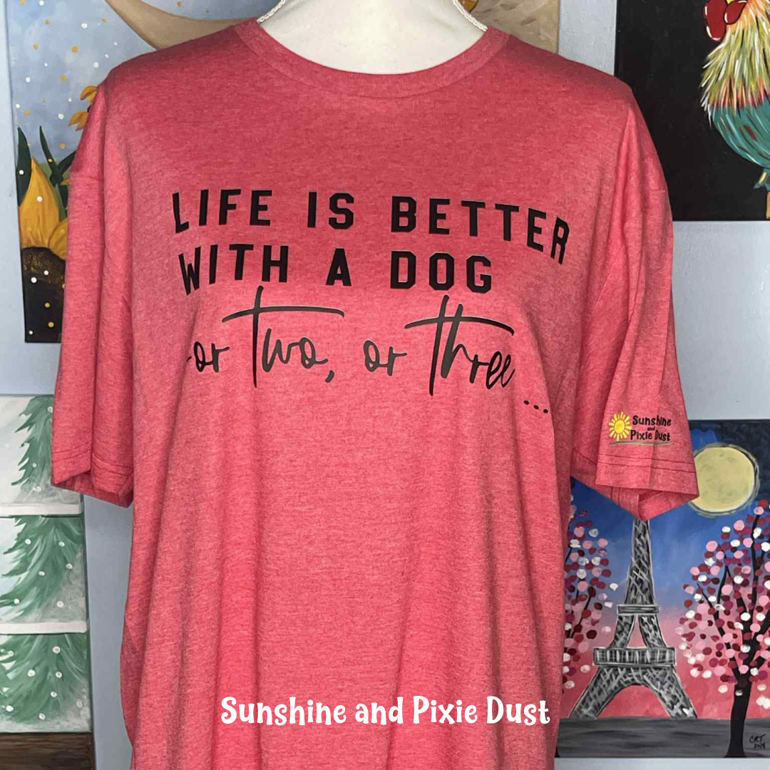 Life is Better with dogs Heather Red T-Shirt, Soft Style, Unisex Fit