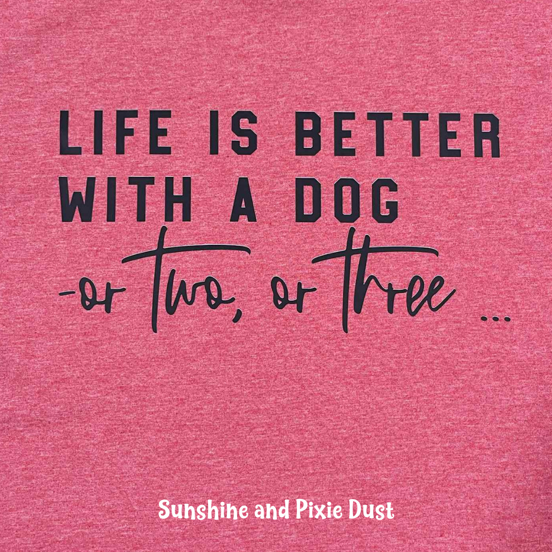 Life is Better with dogs Heather Red T-Shirt, Soft Style, Unisex Fit