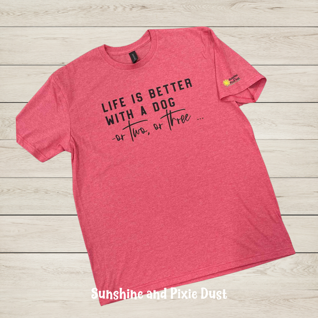 Life is Better with dogs Heather Red T-Shirt, Soft Style, Unisex Fit