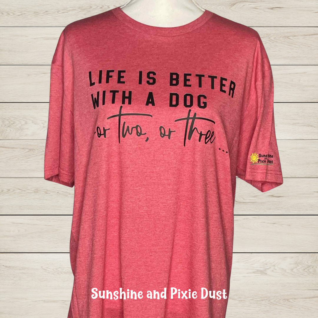 Life is Better with dogs Heather Red T-Shirt, Soft Style, Unisex Fit