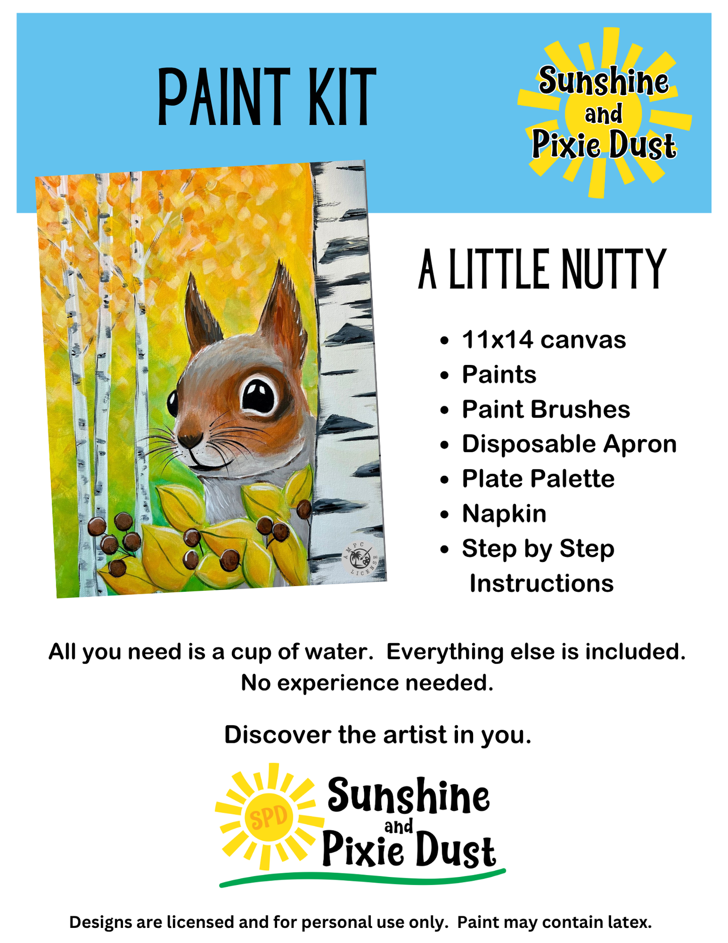 A Little Nutty Paint Kit – Pre-Drawn Canvas | DIY Paint Kit for All Ages | Easy At-Home Activity | Art Gift