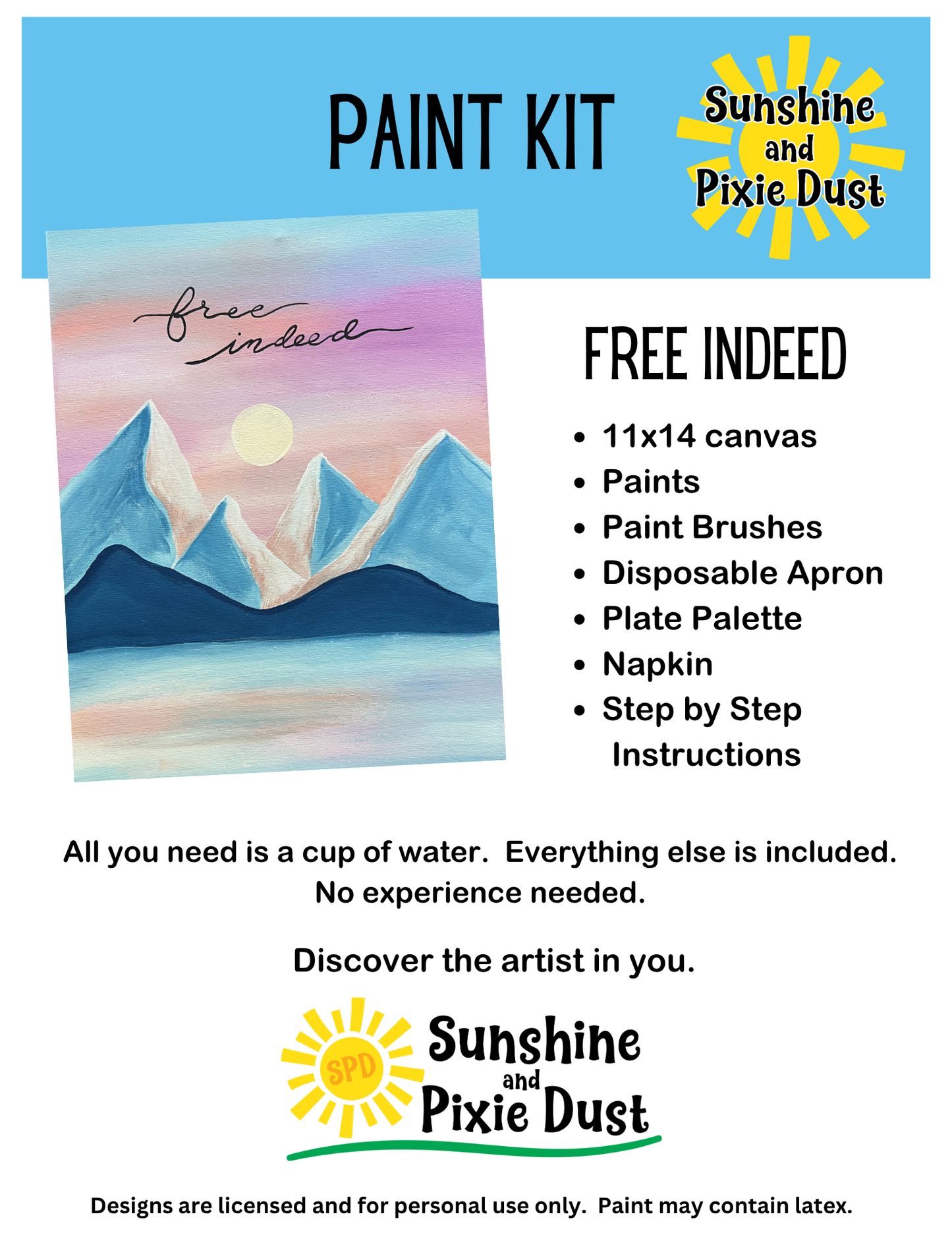 Free Indeed Paint Kit – Pre-Drawn Canvas | DIY Paint Kit for All Ages | Easy At-Home Activity | Art Gift