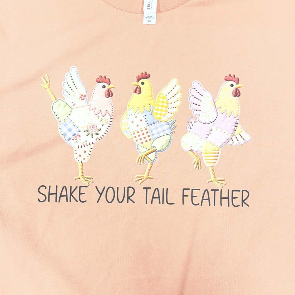 Shake Your Tail Feather Chicken Shirt – Farmhouse Spring Graphic Tee – Country Humor Shirt – Cute Rooster & Hen Farm Life Apparel