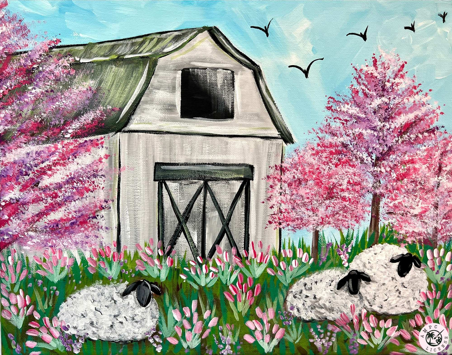 Spring Barn with Sheep Paint Kit