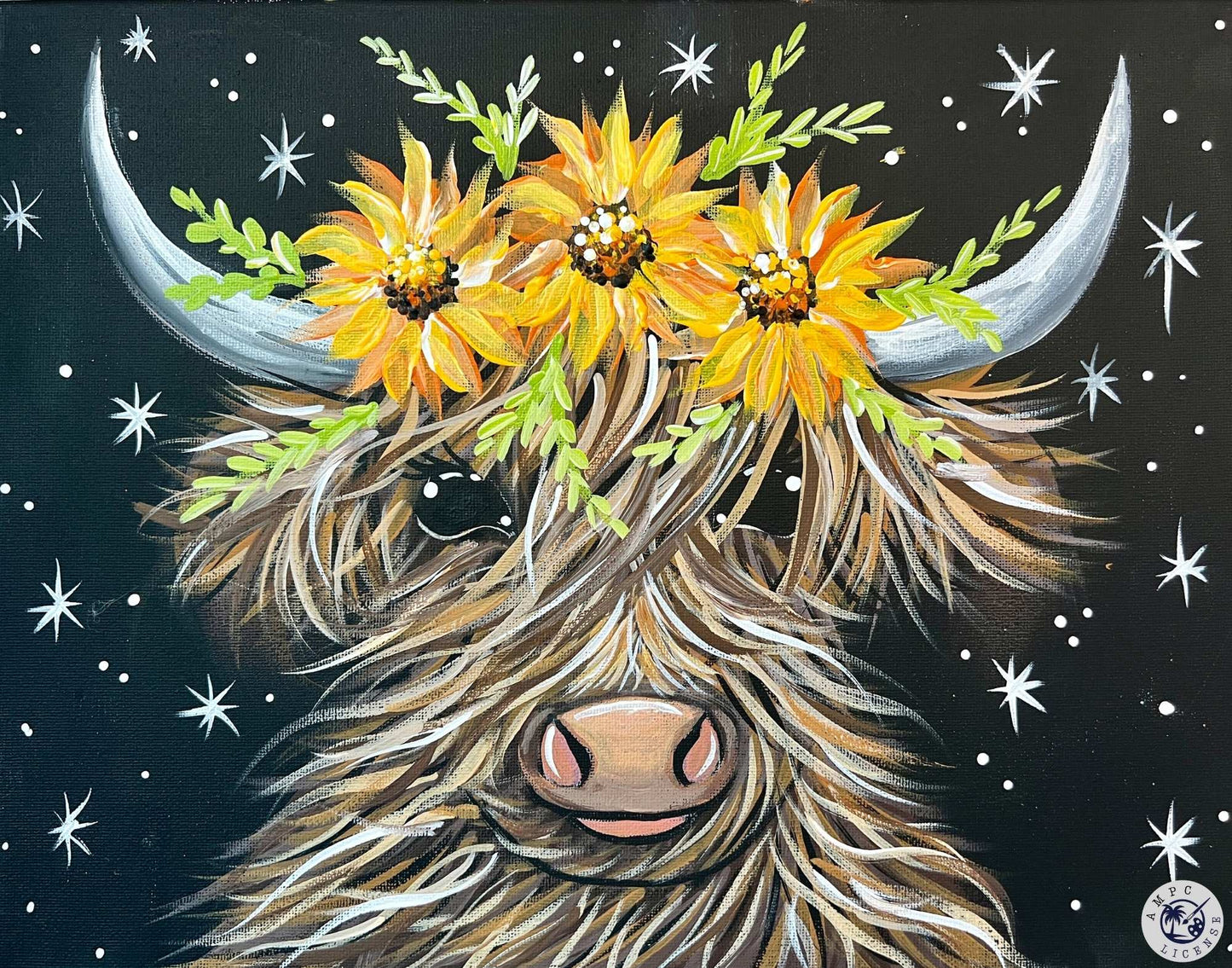 Sunflower Highland Cow Paint Kit