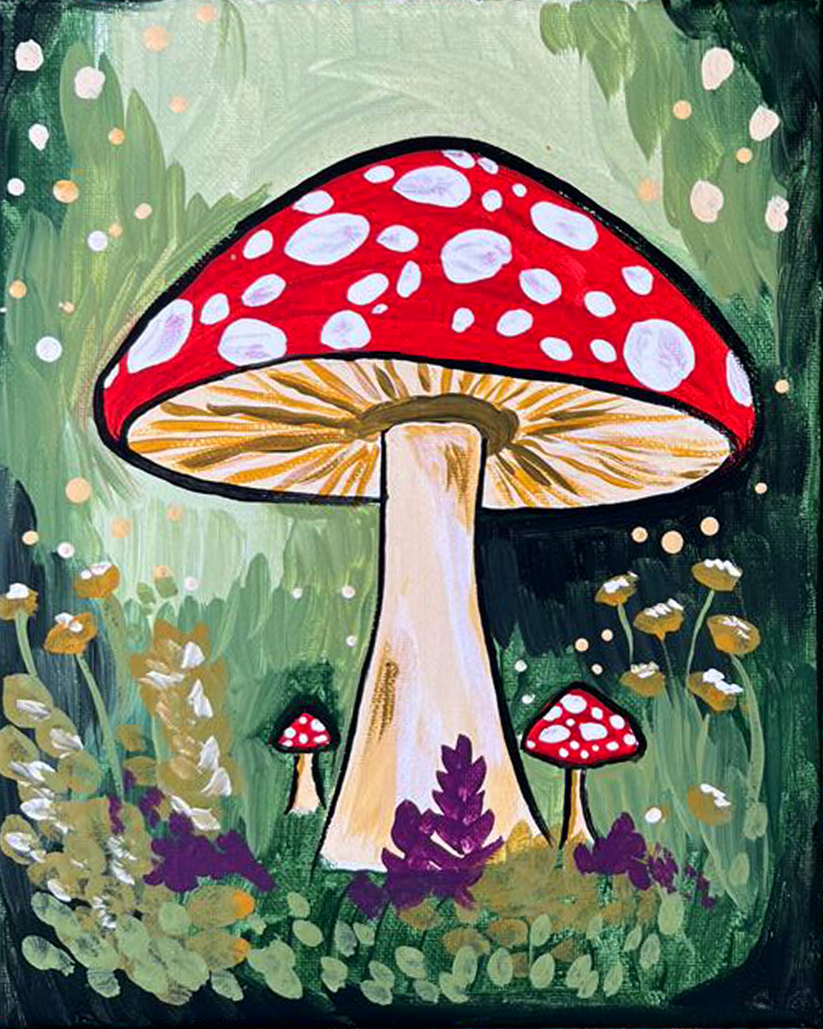 Toadstool Mushroom Paint Kit – DIY Art Set All Ages, Traced Canvas, Brushes & Instructions, Quality Craft Project Gift
