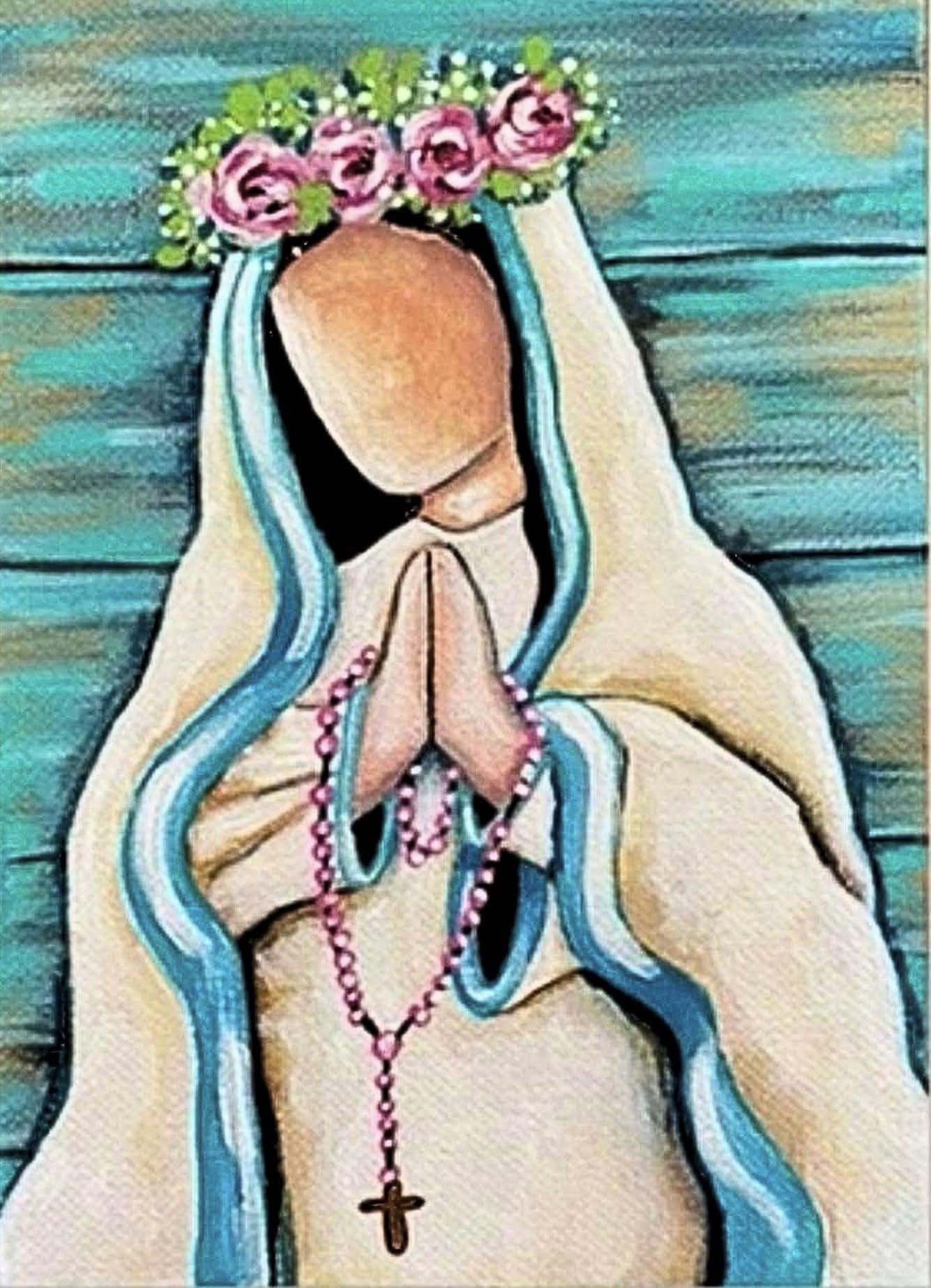 Virgin Mary Paint Kit – Pre-Drawn Canvas | DIY Paint Kit for All Ages | Easy At-Home Activity | Art Gift
