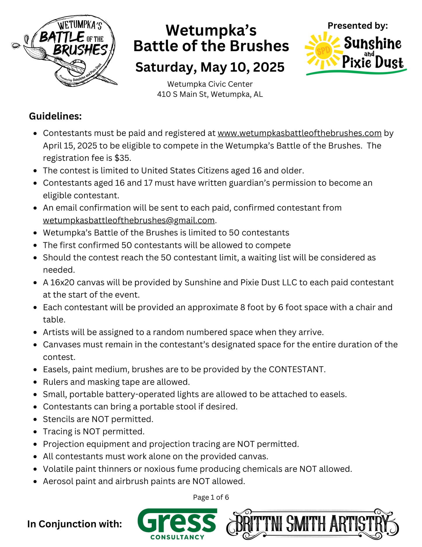 Wetumpka's Battle of the Brushes 2025 Registration
