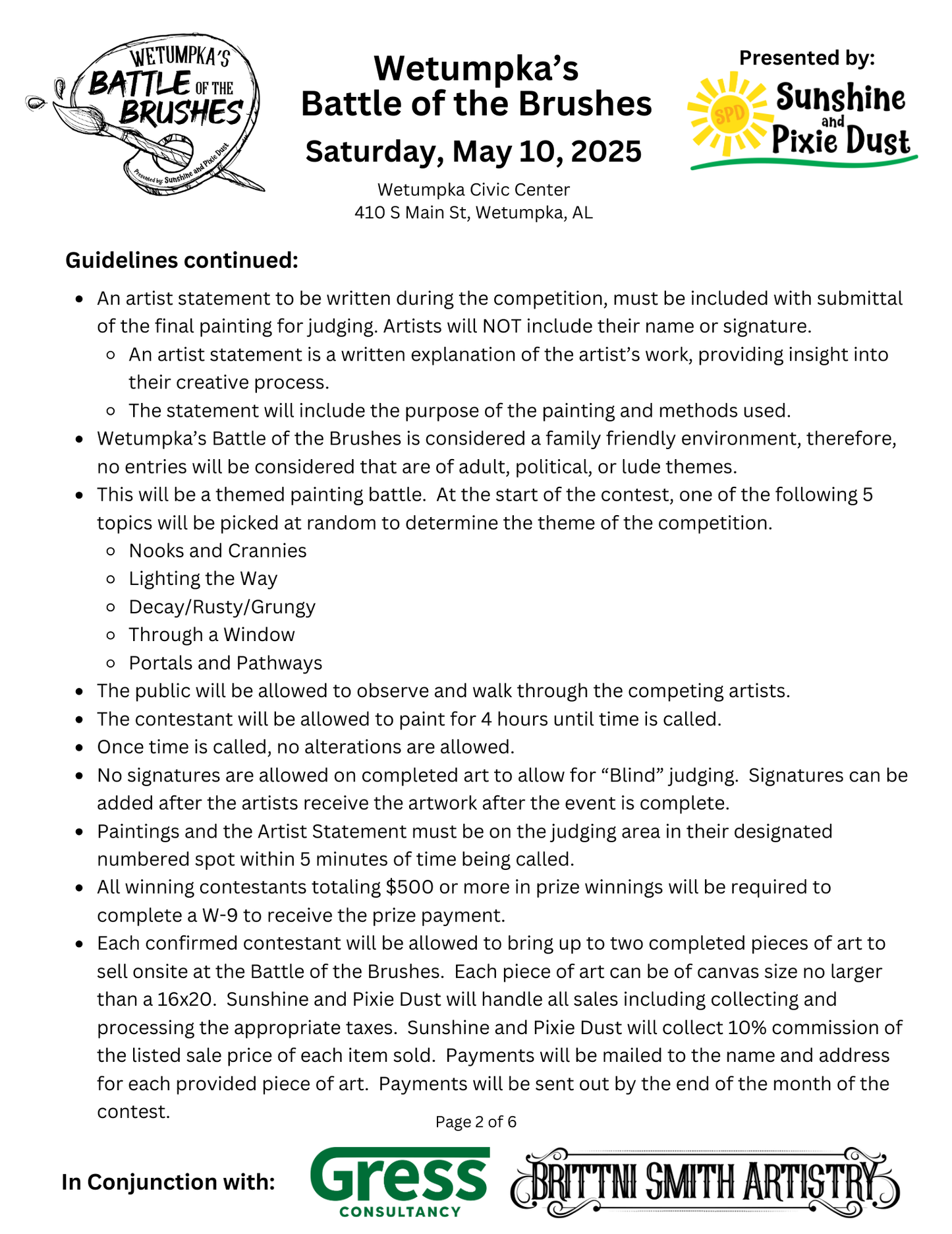 Wetumpka's Battle of the Brushes 2025 Registration