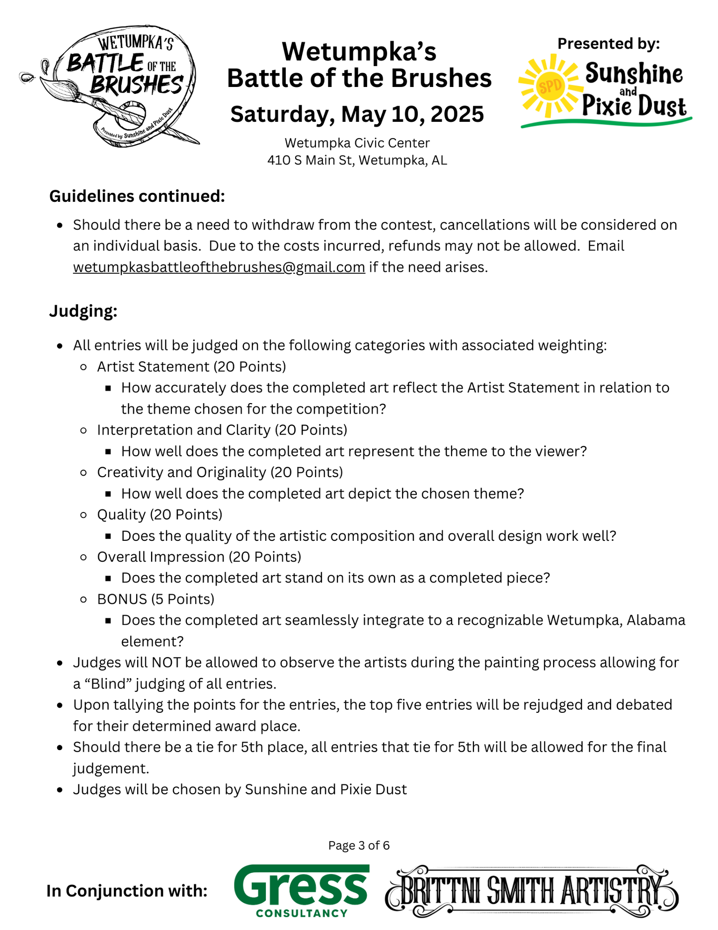 Wetumpka's Battle of the Brushes 2025 Registration