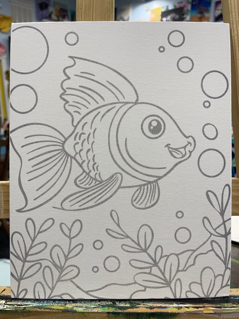 Happy Little Fish ā Traced 8x10 Canvas Board