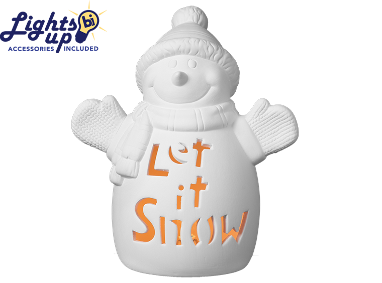 Let It Snow Lighted Snowman Ceramic