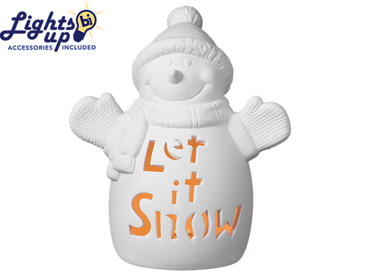 Let It Snow Lighted Snowman Ceramic