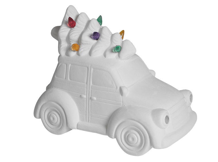 Lighted Christmas Station Wagon Ceramic