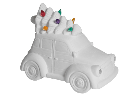 Lighted Christmas Station Wagon Ceramic