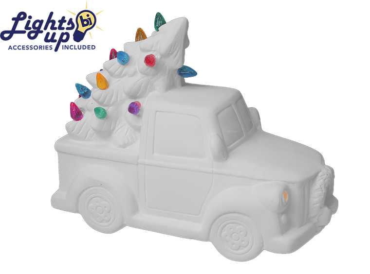 Lighted Christmas Tree Truck Ceramic