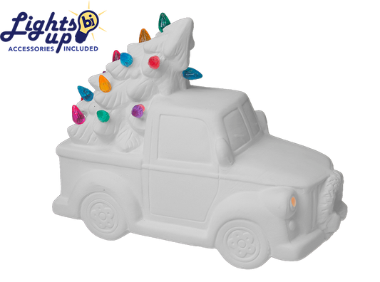 Lighted Christmas Tree Truck Ceramic