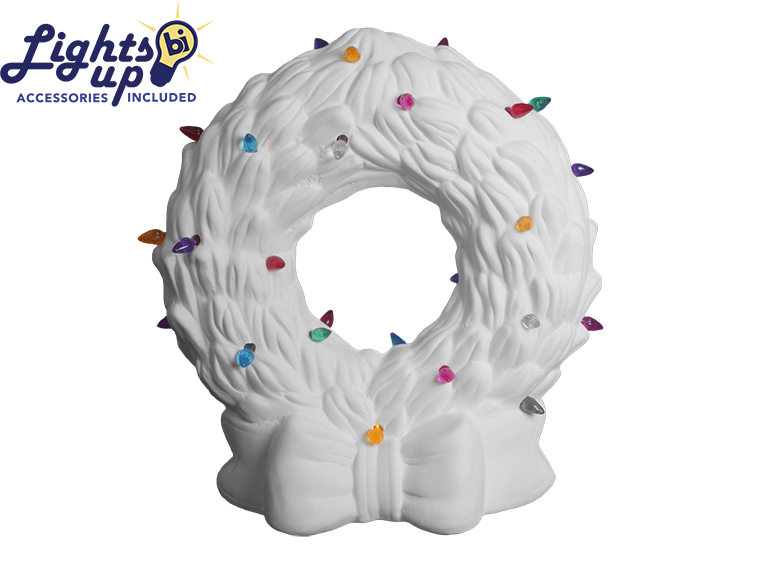 Lighted Christmas Wreath Ceramic