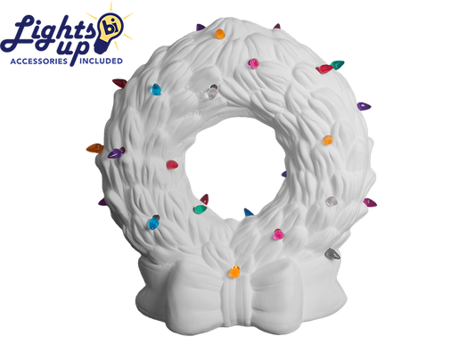 Lighted Christmas Wreath Ceramic