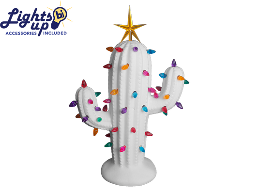 Lighted Christmas Cactus Ceramic