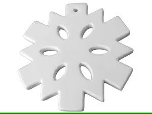 Flat Snowflake Ornament Ceramic