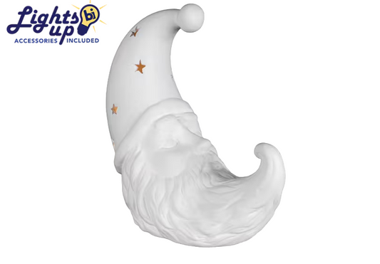 Lighted Crescent Santa Ceramic