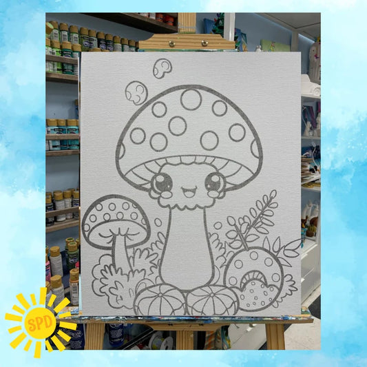 Happy Mushroom – Traced 11x14 Canvas