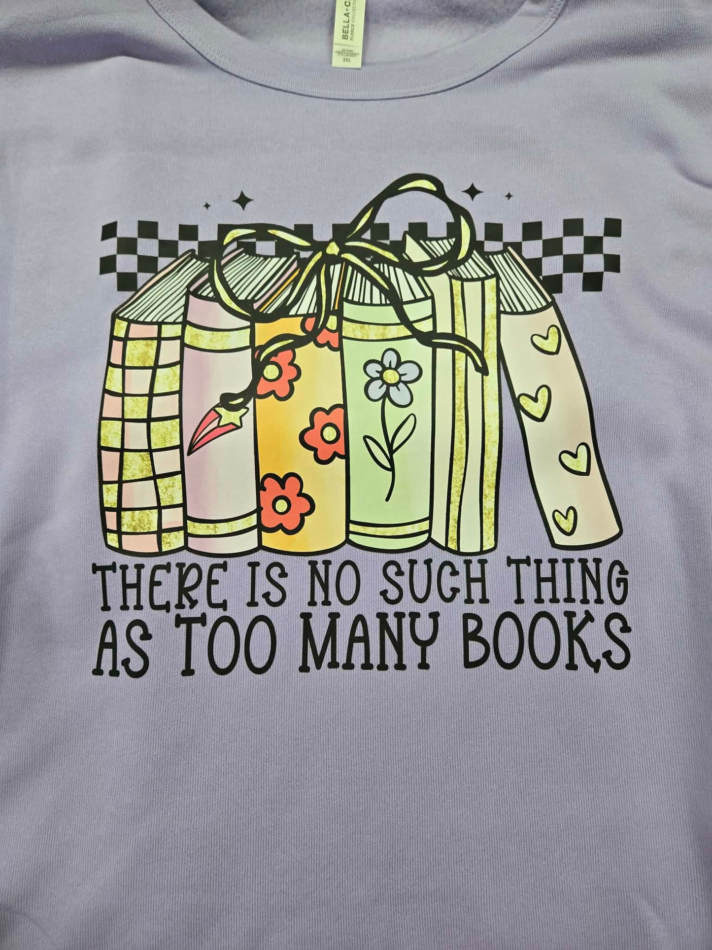 There Is No Such Thing As Too Many Books Shirt – Cute Bow Book Stack Graphic, Reader Tee, Librarian Teacher Gift, Book Club