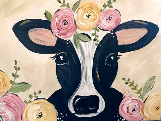 Cow with Flowers Acrylic Paint Kit