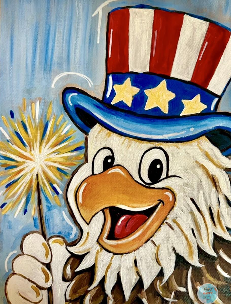 Beak-a-Boom Paint Kit | 11x14 DIY Pre-Drawn Canvas with Instructions | Patriotic Craft