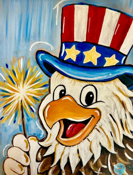Beak-a-Boom Paint Kit | 11x14 DIY Pre-Drawn Canvas with Instructions | Patriotic Craft