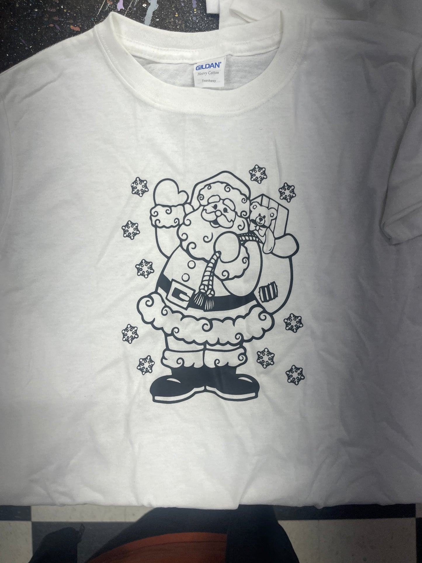 Coloring Christmas T-Shirt Santa White Child Size 5-6