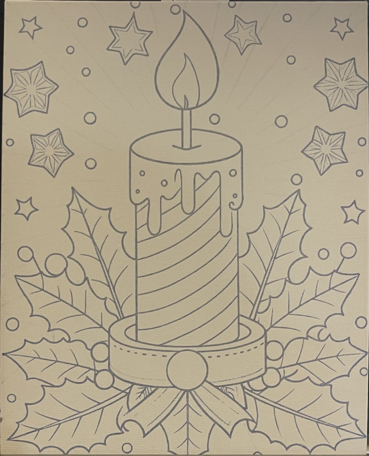 Christmas Candle 8x10 Canvas Board Paint Kit - DIY Art Set All Ages, Traced Design, Paint & Brush, Quality Craft Project Gift
