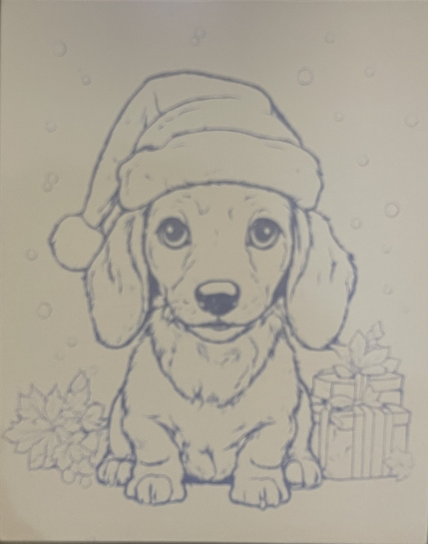 Christmas Doxie 8x10 Canvas Board Paint Kit - DIY Art Set All Ages, Traced Design, Paint & Brush, Quality Craft Project Gift
