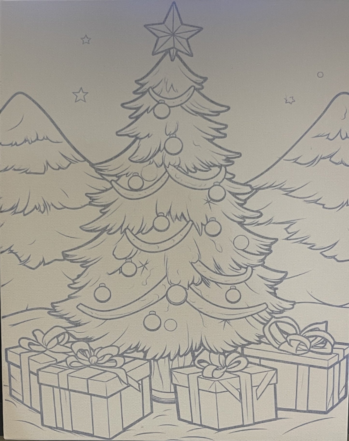 Christmas Tree 8x10 Canvas Board Paint Kit - DIY Art Set All Ages, Traced Design, Paint & Brush, Quality Craft Project Gift