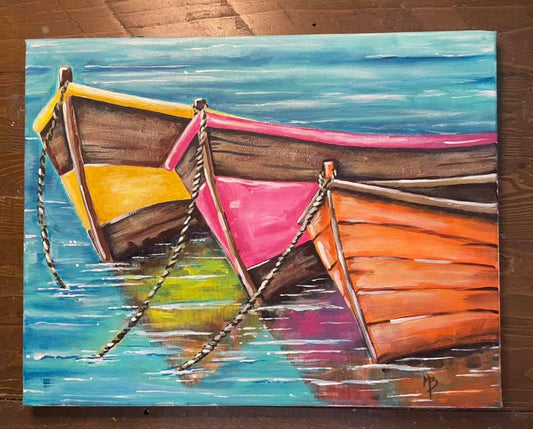 Colorful Boats Acrylic Paint Kit