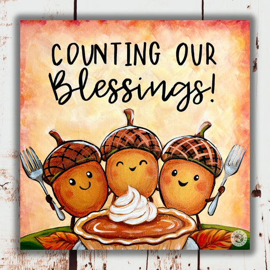 Counting our Blessings 11x14 Canvas Paint Kit – DIY Art Set All Ages, Traced Canvas, Brushes & Instructions, Quality Craft Project Gift