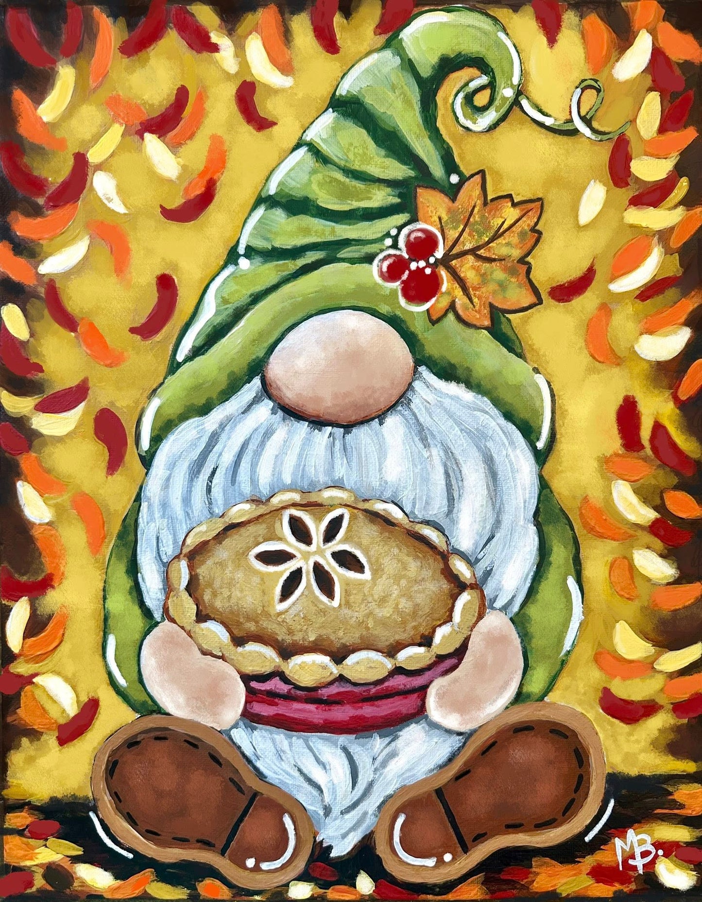 Cutie Pie Gnome 11x14 Canvas Paint Kit – DIY Art Set All Ages, Traced Canvas, Brushes & Instructions, Quality Craft Project Gift