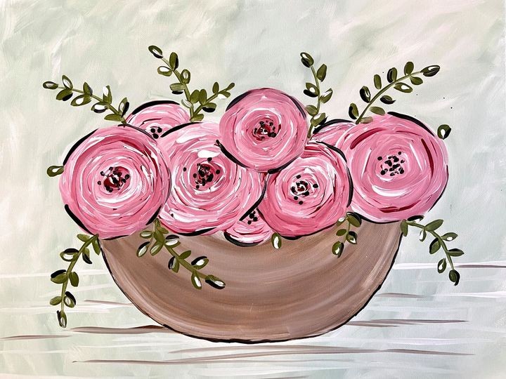 Flowers in Bowl Acrylic Paint Kit