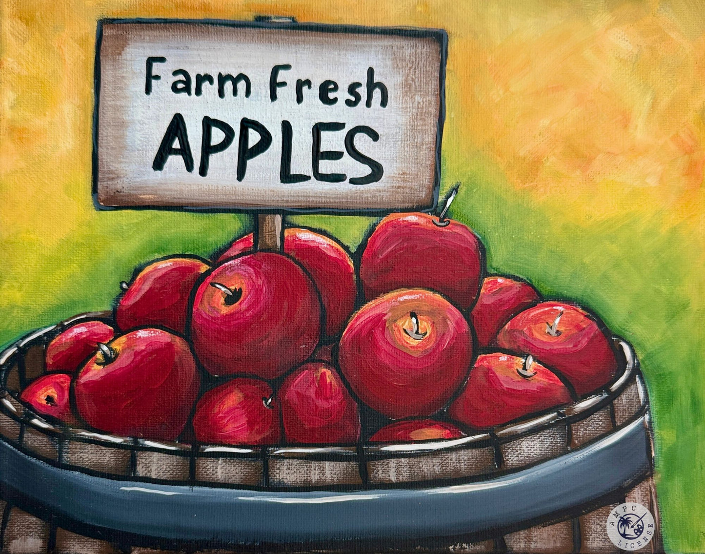 Fresh Farm Apples 11x14 Canvas Paint Kit – DIY Art Set All Ages, Traced Canvas, Brushes & Instructions, Quality Craft Project Gift