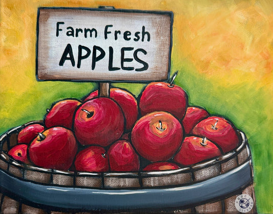 Fresh Farm Apples 11x14 Canvas Paint Kit – DIY Art Set All Ages, Traced Canvas, Brushes & Instructions, Quality Craft Project Gift