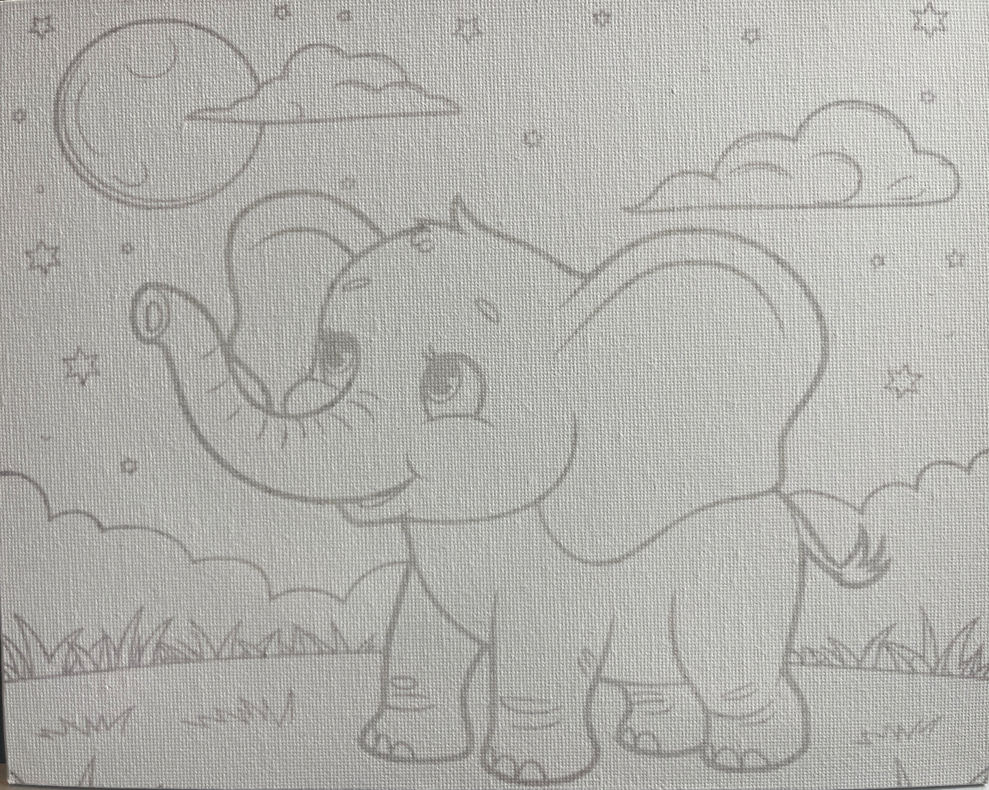 Elephant Watercolor Paint Kit - DIY Art Set All Ages, Traced Canvas, Paint & Brush, Quality Craft Project Gift