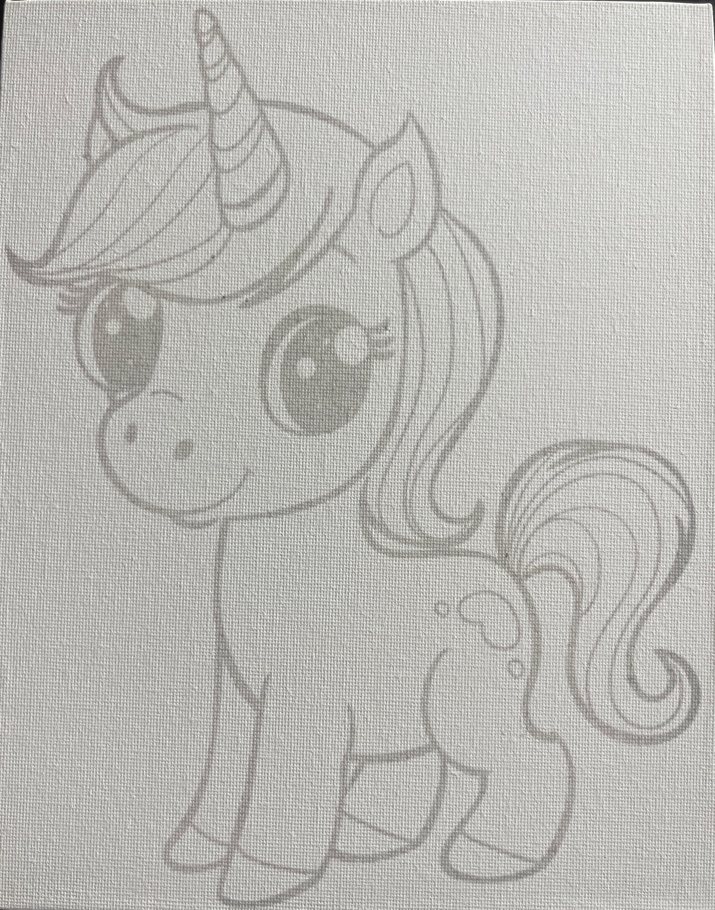 Lil Unicorn 8x10 Canvas Board Paint Kit - DIY Art Set All Ages, Traced Design, Paint & Brush, Quality Craft Project Gift