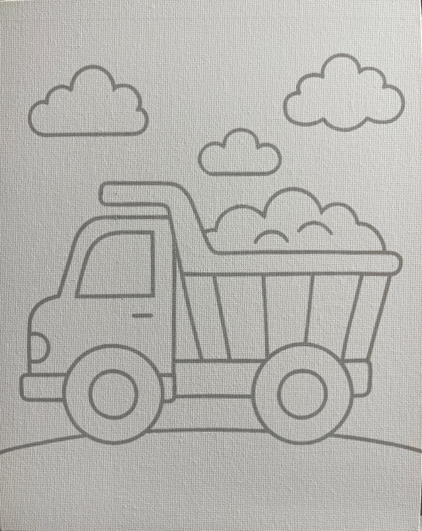 Dump Truck 8x10 Canvas Board Paint Kit - DIY Art Set All Ages, Traced Design, Paint & Brush, Quality Craft Project Gift